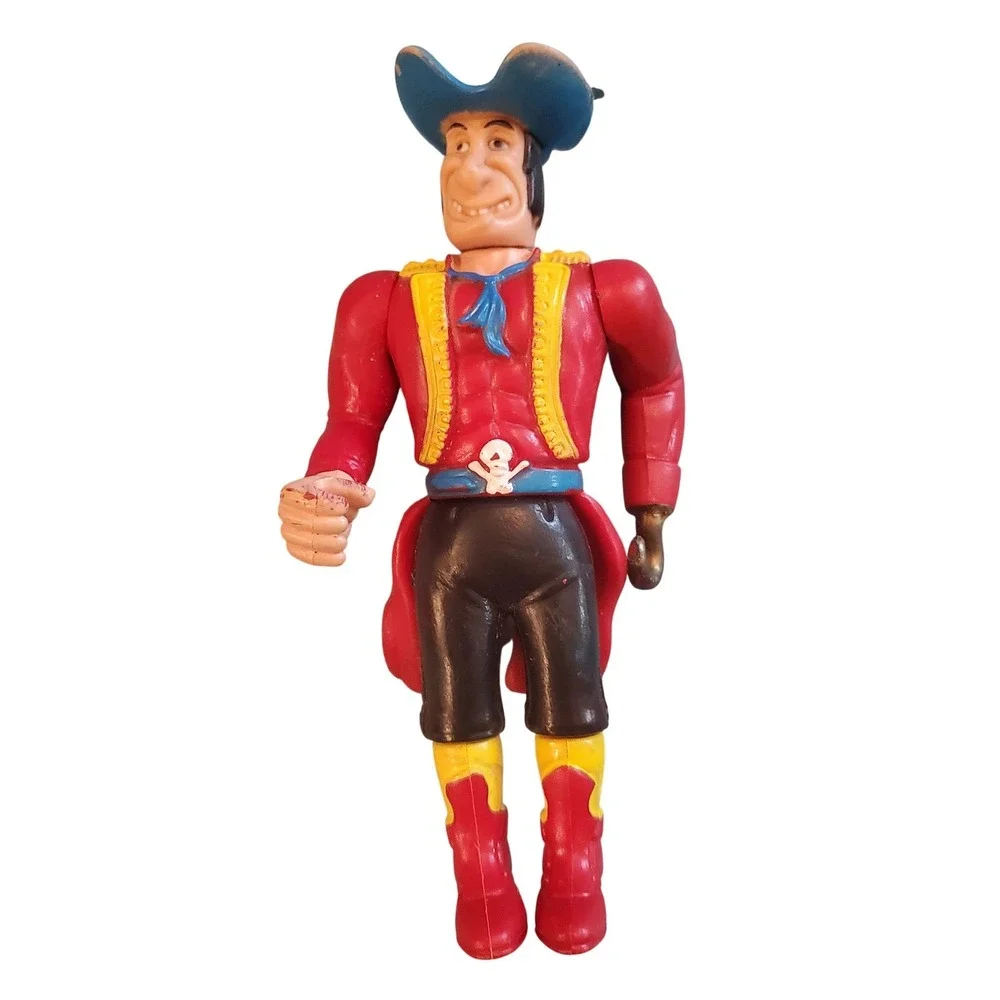 Vintage Captain Hook Action Figure Peter Pan Pirate Toy Red Coat Blue Hat 6 Inch